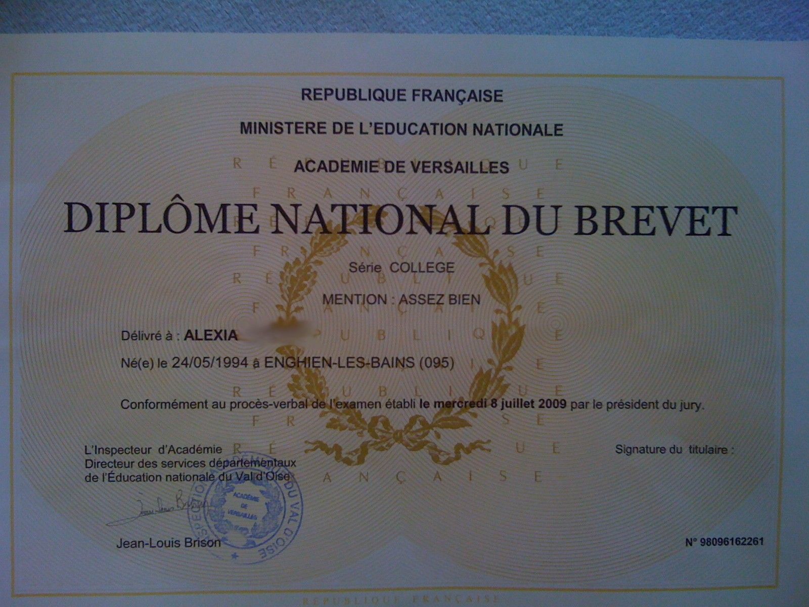 Diplome De Brevet Des Colleges